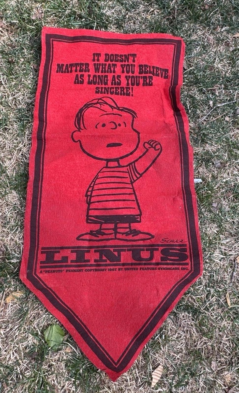 PEANUTS 1960's Banner SNOOPY スヌーピー フェルトバナー 赤/黒