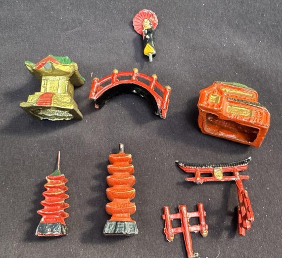 1920年代のヴィンテージ 日本の村の子供用おもちゃのミニチュア 橋の