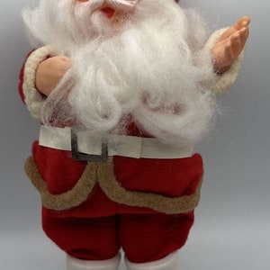 Vintage Standing Santa 10" Figurine Marked Japan Fluffy Beard White Boots -A