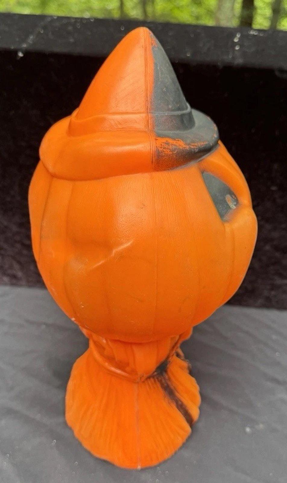 1969 Halloween Blow Mold Pumpkin Jack O Lantern Haystack Vintage EMPIRE ...