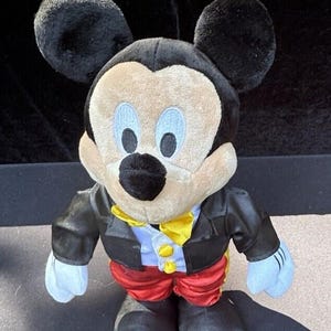 Vintage Disney Parks Mickey Mouse Plush In Black Suit Tuxedo 10" Mint! image 5