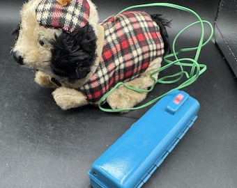 Vtg Yonezawa 1950s Japan Battery Operated Walking Dog Toy Light up