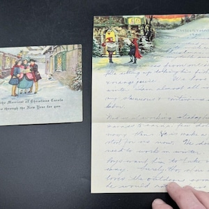 2 cartoline e cancelleria per le vacanze di Natale del 1930 Colore INCREDIBILE! Germania