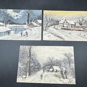 3 viktorianische Weihnachtspostkarten aus dem 1900er Jahrhundert FANTASTISCHE Farbe! Deutschland P.T.L