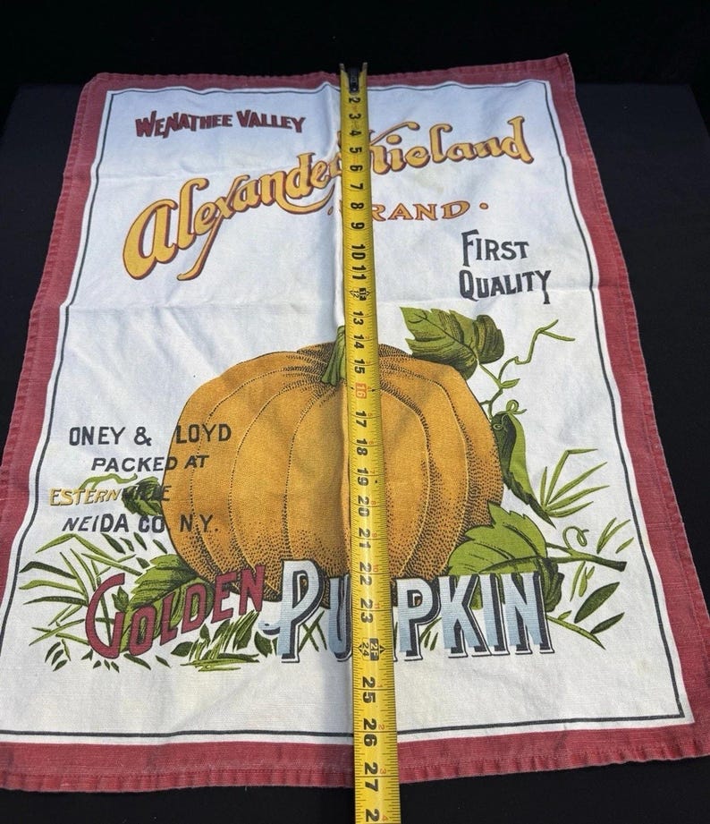 Vintage Thanksgiving Pumpkin Tea Towels 55% Cotton 45 percent Linen Made in Italy image 4