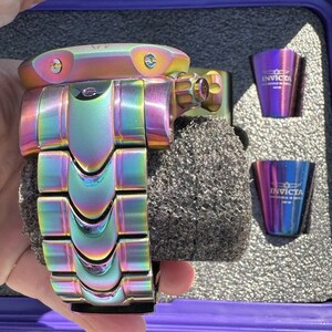 Invicta 26334 Men's Grand Diver Auto Abalone Purple Dial Iridescent Watch Set image 6