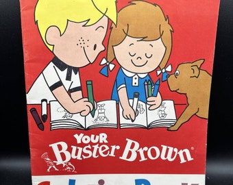 Rare Mint 1959 Buster Brown's Advertising Coloring Book 15 pages 4 Color Unused!