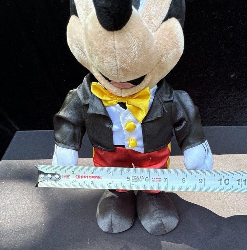 Vintage Disney Parks Mickey Mouse Plush In Black Suit Tuxedo 10" Mint! image 4
