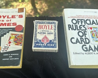 2 livres et cartes vintage Hoyle's Rules of Games, années 50 - S30