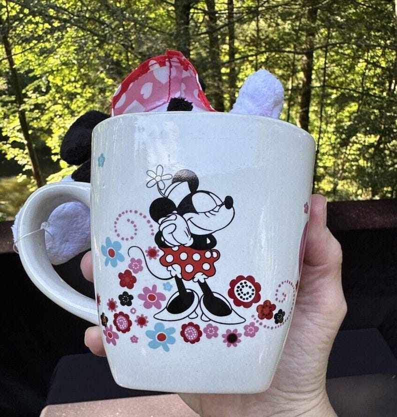 Disney Minnie Mouse Love Hearts Ceramic Coffee Mug & Plush Doll New! -C9 image 4