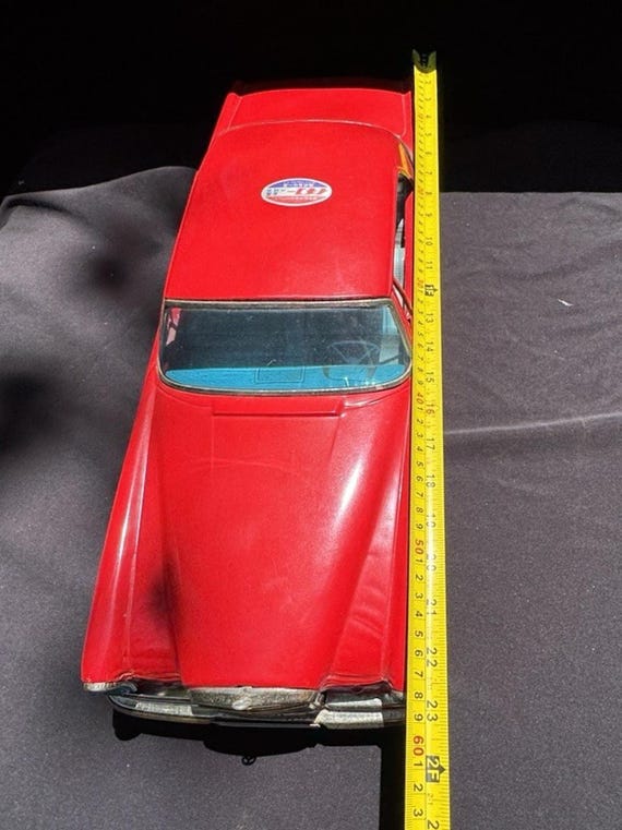 Rare Vintage 23” ICHIKO Japan TIN Friction Red Mercedes Benz 300SE