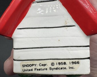 Rare Vintage Snoopy on Dog House Ceramic Figurine Schulz 1966
