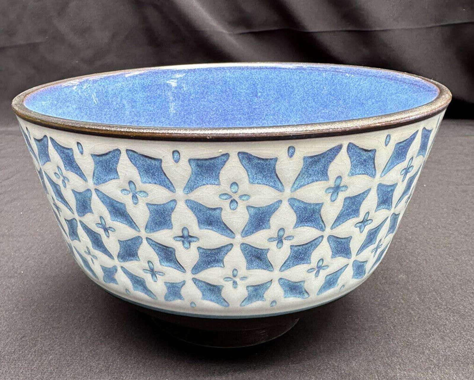 Vintage Danish Ceramic Bowl Danam Antik Blue White 4.25 X 7