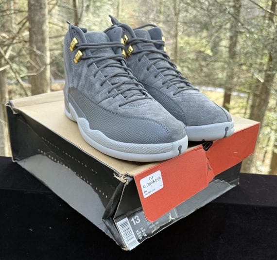 NIKE Mens Air Jordan 12 Retro Wool High Top Sneakers 852627-003 GRAY RARE Sz 13