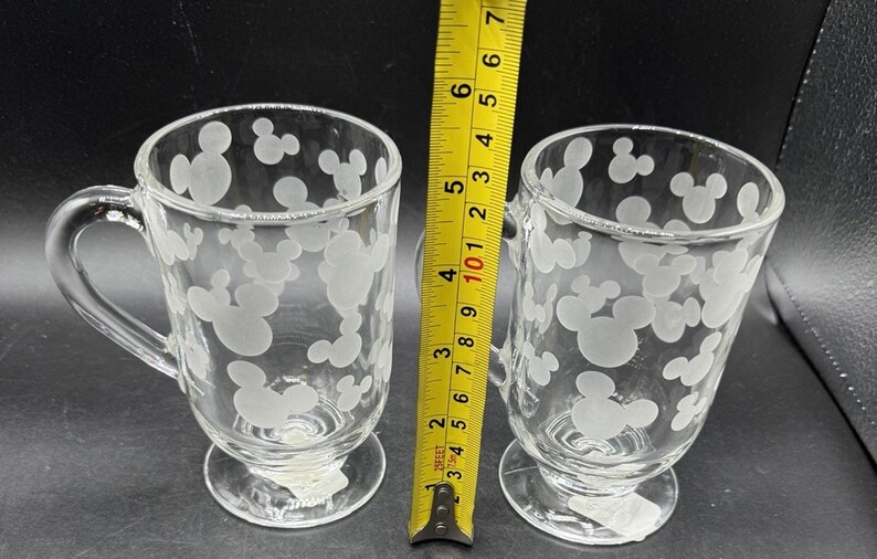 2 Vtg Disney Store Mrożone uszy Myszki Miki 5" kubek na cokole Libbey Glass NWT zdjęcie 5