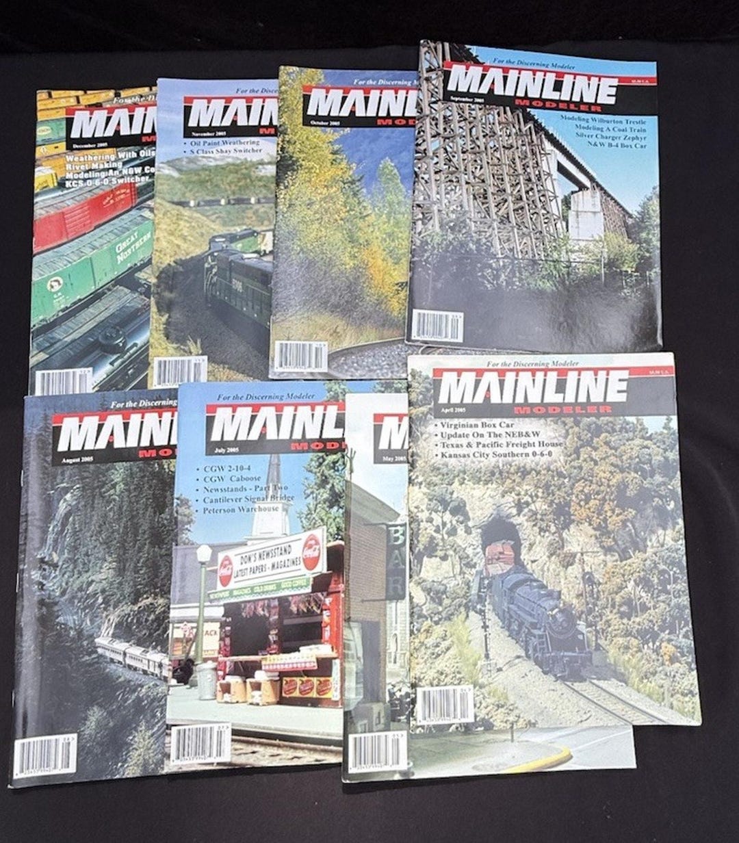 Mainline Modeler Railroad Magazine Lot 2005 Model Train Magazines 8 ...