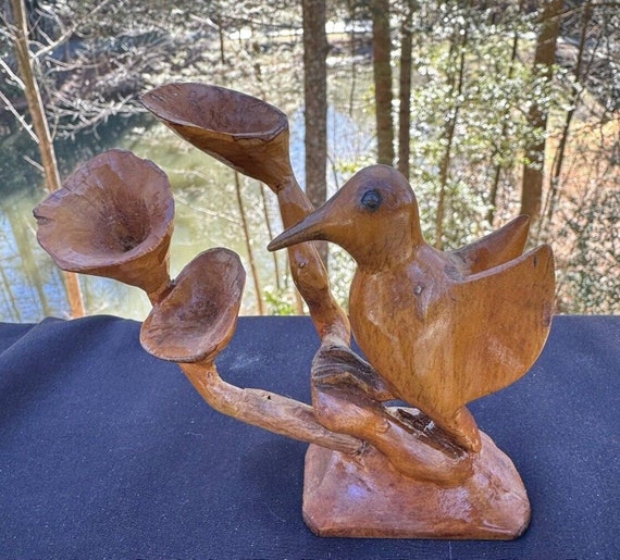 Richard A. Morgan Hand Carved Wood Bird American Folk Art Signed