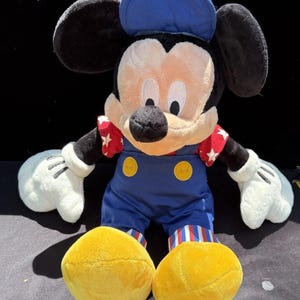 1990’s Disney Store Mickey Mouse July 4th Special Ed America Overalls 17" Plush image 11