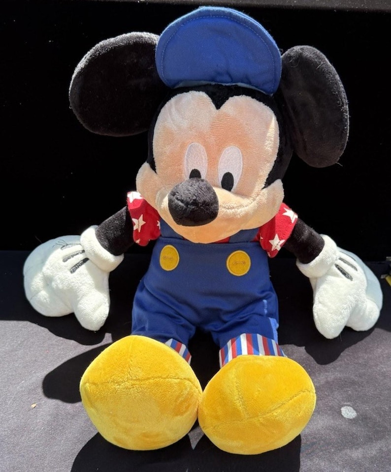 1990’s Disney Store Mickey Mouse July 4th Special Ed America Overalls 17" Plush image 11