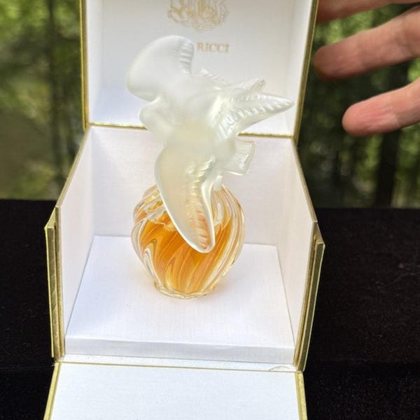 Vtg Lalique Dove Crystal Flacon Nina Ricci L'Air Du Temps Perfume 1.0 FL MIB!