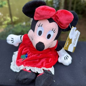 1990s Disney Store “December” Blue Topaz Birthstone Minnie Mouse 8” Bean Plush image 1