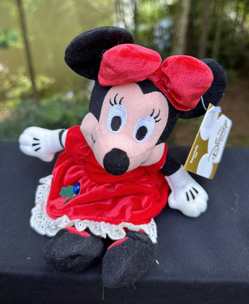 1990s Disney Store “December” Blue Topaz Birthstone Minnie Mouse 8” Bean Plush image 1