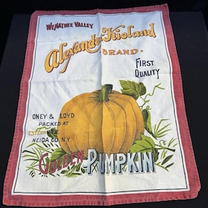 Vintage Thanksgiving Pumpkin Tea Towels 55% Cotton 45 percent Linen Made in Italy image 1