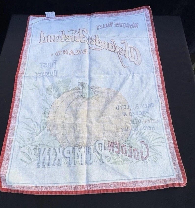 Vintage Thanksgiving Pumpkin Tea Towels 55% Cotton 45 percent Linen Made in Italy image 8
