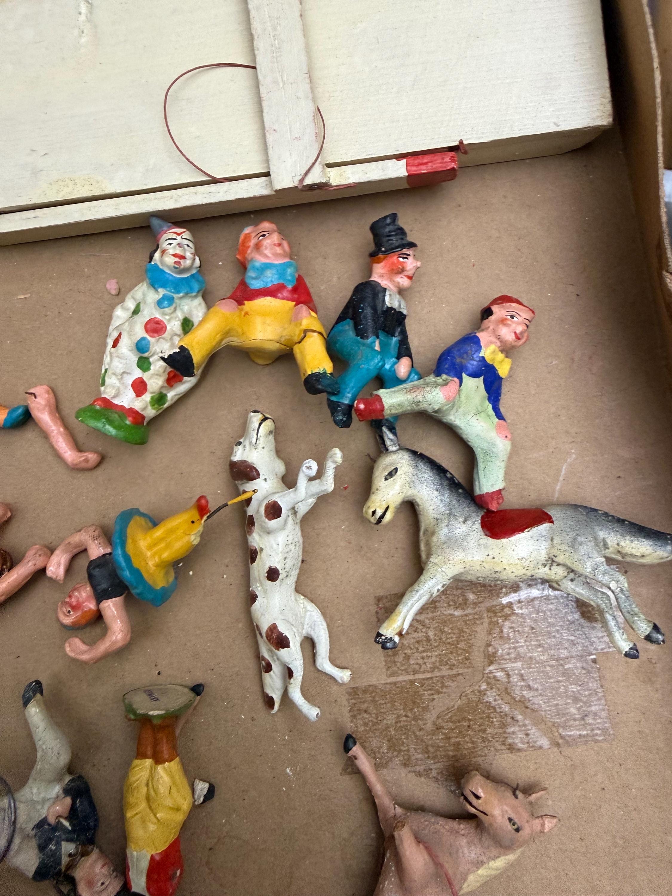 Antique 1900's Composition Wood Toy Circus Acrobatic Set Made in
