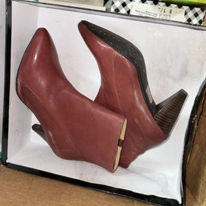 Chocolade CeCe Yadira-schoenen bordeauxrode leren dameslaarzen maat 38,5 of 8 NIB!