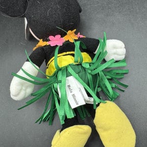 Vtg 1990’s Disney Store Bean Bag Plush - HULA MINNIE Mickey Mouse 9.5” image 4
