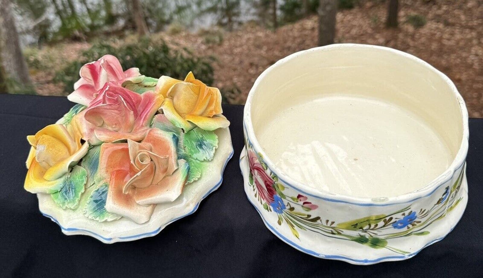 Gorgeous Capodimonte Rose Flower Covered Bowl Dish Paul's Gorgeous Capodimonte Rose Flower Covered Bowl Dish Paul's