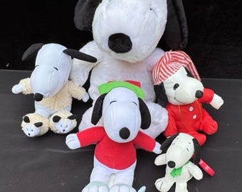 5 Vtg Peanuts Snoopy Pluszowe Zabawki Pluszowe Zwierzęta Kolekcjonerskie