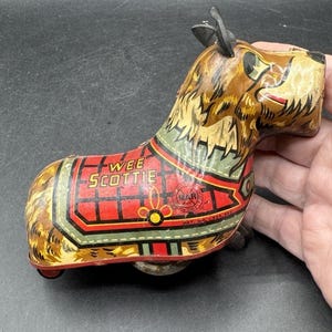 Vintage Marx Toys “wee Scottie” Dog Tin Lithographed Mechanical