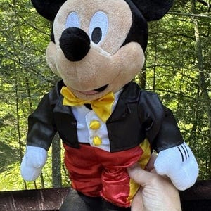 Vintage Disney Parks Mickey Mouse Plush In Black Suit Tuxedo 10" Mint! image 7