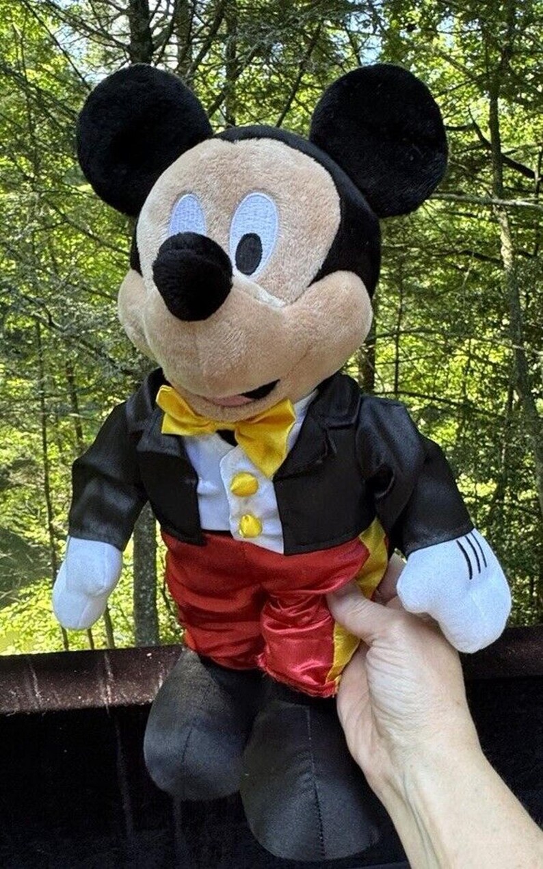 Vintage Disney Parks Mickey Mouse Plush In Black Suit Tuxedo 10" Mint! image 7