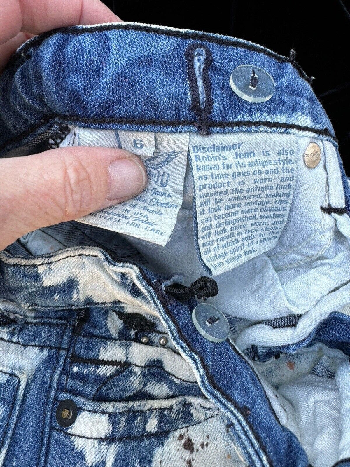 Vintage Robins Jeans Kids Size 6 Stone Washed Studded Pocket