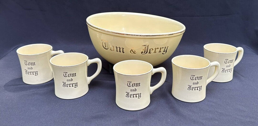 6 Piece Tom and Jerry Punch Bowl Set Mug Retro Vintage Homer Etsy