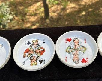 4 Lefton Playing Card Coasters Hand painted poker bridge cards #2159 -S66