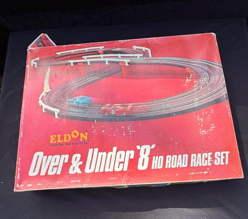 Eldon 1/32 Over & Under 8 HO Road Race Set Rare Japan 1968 Missing Car ...