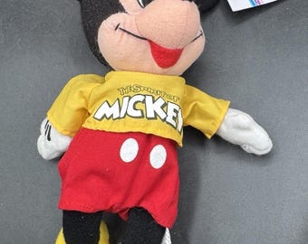 1990’s Disney Store Mini Bean Bag Spirit MICKEY MOUSE Iconic Walt Disney Toy 9"