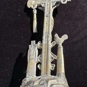 Antique Brass Arma Christi Memento Mori Crucifix Beautiful Easter Blessing A10 image 6