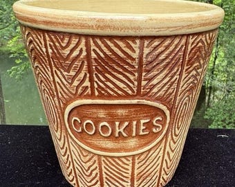 Tarro para galletas de cerámica Owens USA, estilo vintage de mediados de siglo, color marrón tierra -A72