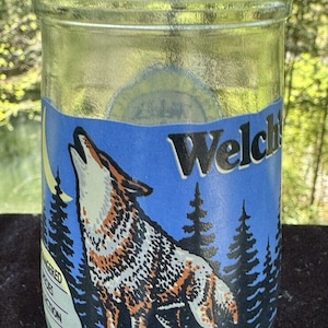 Rare série 4 de Welch's Jelly Jar en verre Espèces en voie de disparition Loup roux Sympa image 1