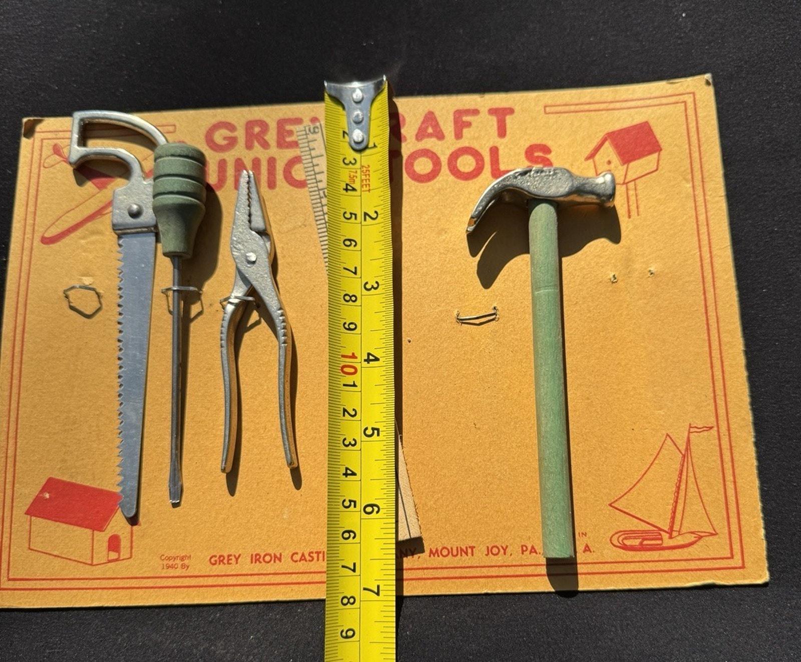 1940 年代の Greycraft おもちゃの模型工具セット、未使用、オリジナル