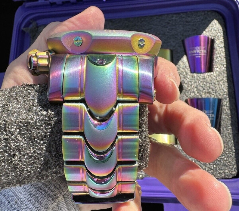 Invicta 26334 Men's Grand Diver Auto Abalone Purple Dial Iridescent Watch Set image 7