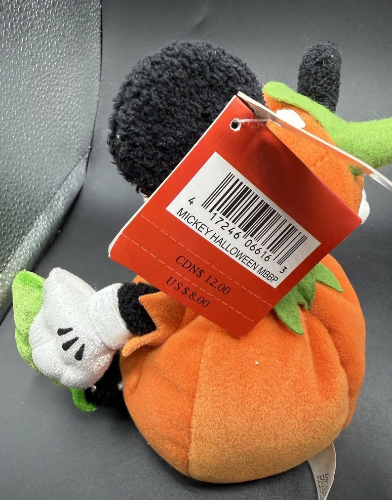 Disney Store Halloween Mickey Mouse Exclusive Bean Bag Plush Pumpkin Costume -43 image 7