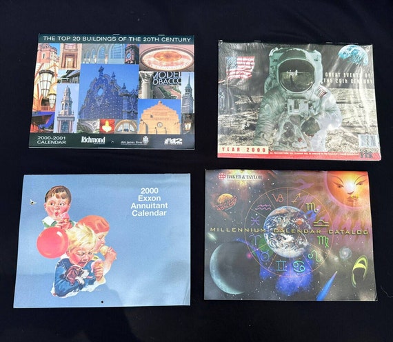 Vintage Millennium Calendar 2000 Y2K Set of 4 New Calendars
