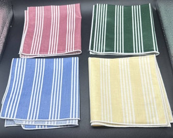 Longaberger Set of 4 Retired Striped Fabric New 12” Square Purchased @ Dresden