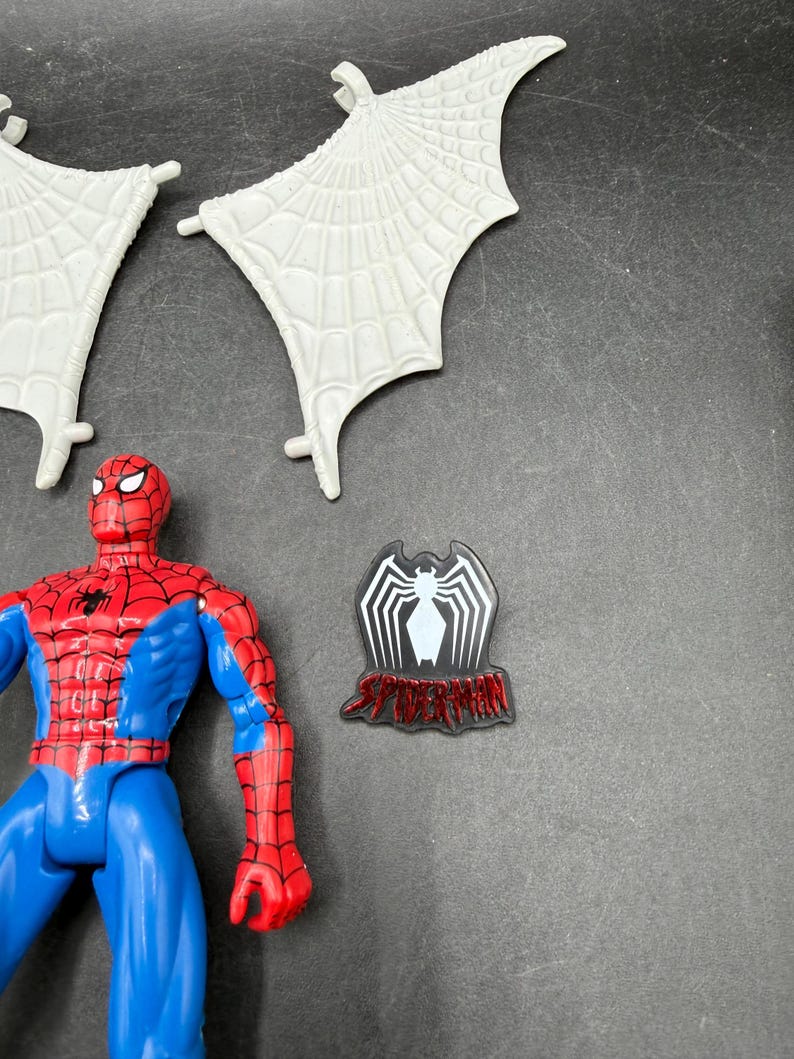Vintage 1994 Toybiz Spiderman Den animerade serien Web Racer Spider-Man Vintage figur *Begagnad bild 7